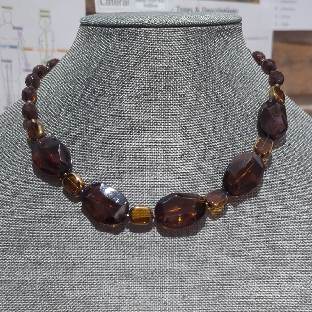 Elegant Chunky Brown Beaded Necklace